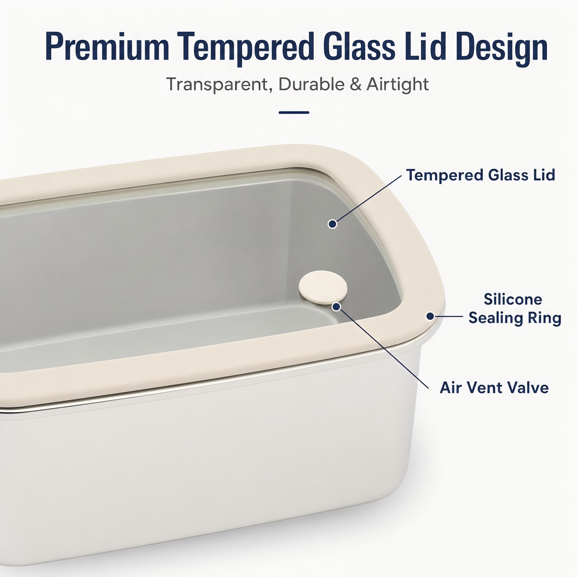 New Design Factory 304 Stainless Steel Fresh-keeping Lunch Box Glass Cover Leak-proof Heating Food Grade Microwave Sealed Box