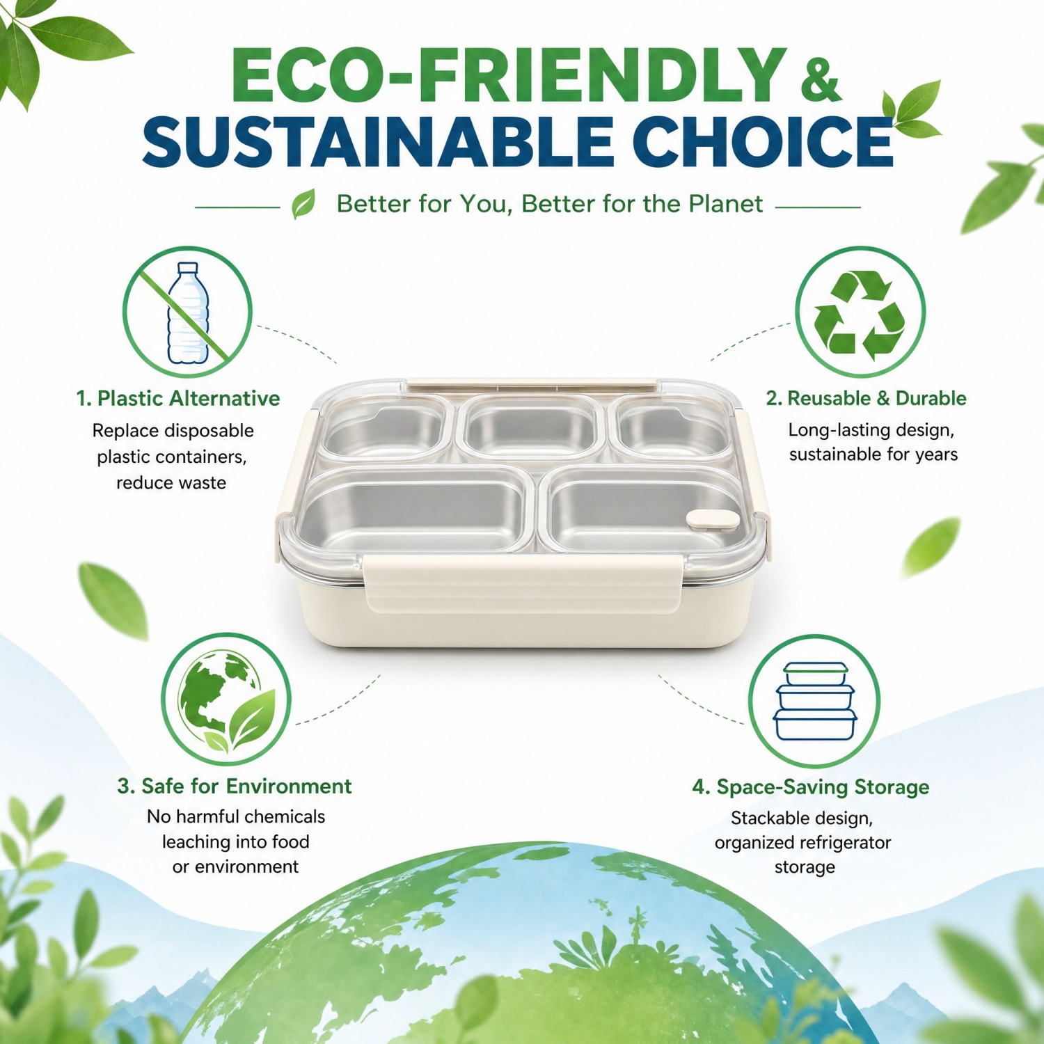 New Design 304/316 Stainless Steel Fresh-keeping Box Student Bento Box Lunch Box Heating Food Grade Microwave Sealed Box 