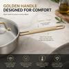 Factory New Arrival Multipurpose Tri-Ply Stainless Steel Saute Pan with Cover And Golden Handle Stainless Steel Deep Saute Pan