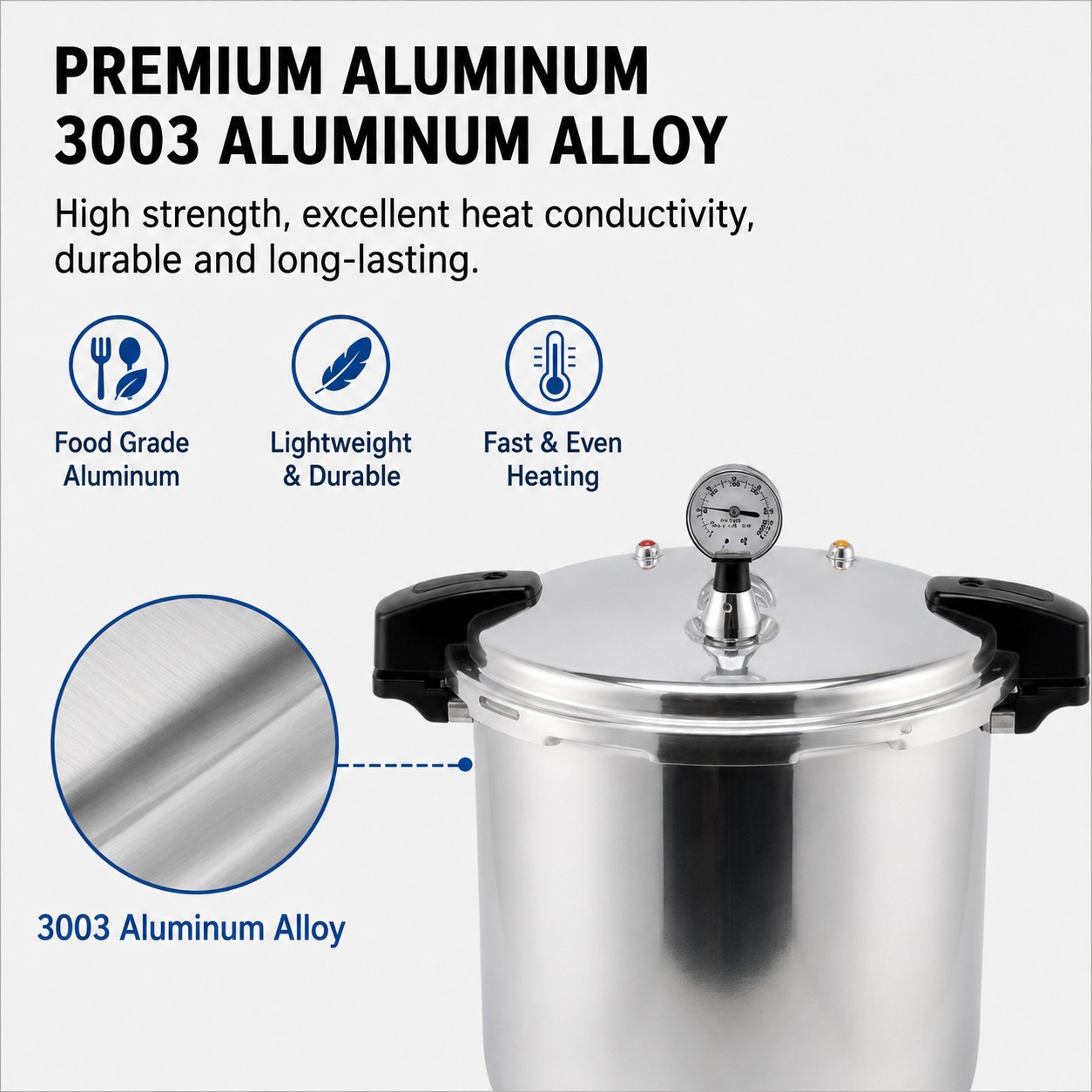 Factory Supply Multi-Functional Aluminum Alloy Pressure Cooker 16/23L Sizes Aluminum Alloy Fast Cooking for Gas Induction Cooker