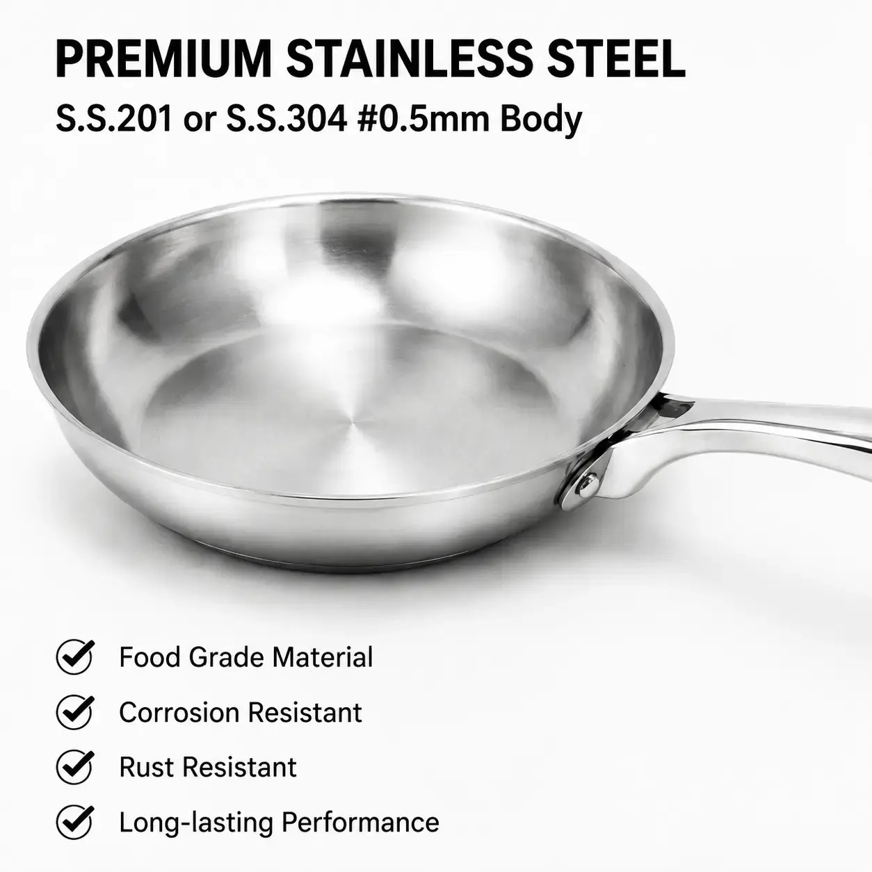 Factory Supply Wholesale Stainless Steel Frying Pan Set Kitchen Cooking Brazed Bottom Frying Pan Set with Stainless Steel Handle