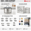 Factory New Arrival 11 Pcs Stainless Steel Cooking Pots and Pans with Handle Cookware Set Brazed Bottom Cookware Set Casserole