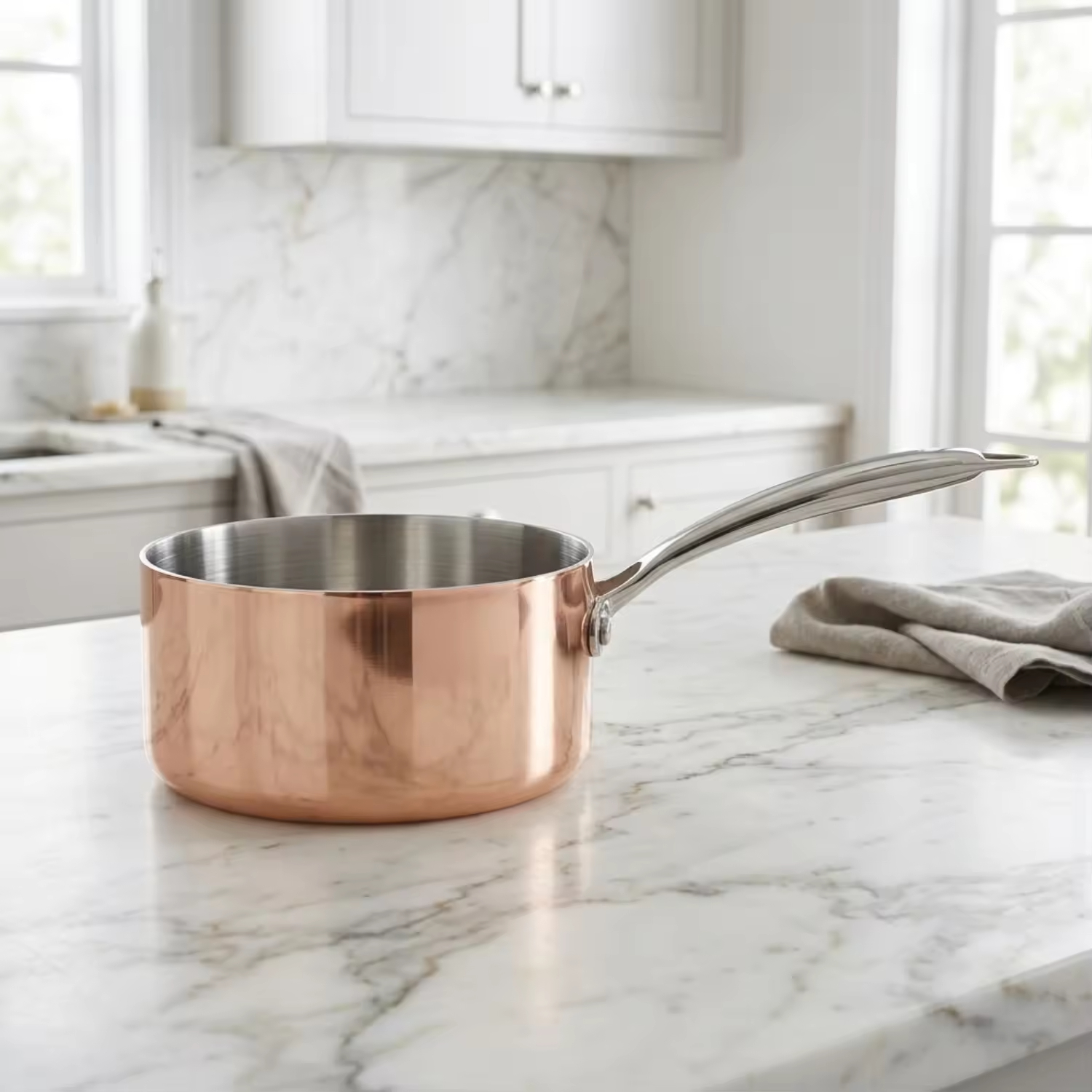 High Quality Wholesale Stainless Steel Pots and Pans Set with Copper Triply Saucepan for Capsule Bottom Milk Pot Cooking Pot Set