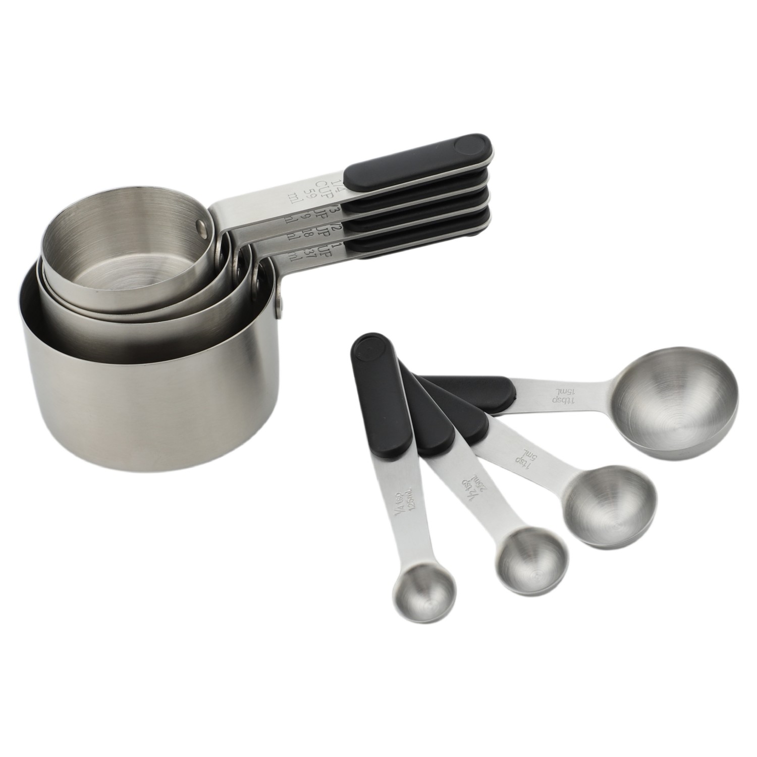 Stainless Steel Measuring Spoons and Cups Set Measuring Ladles Flavoring Spoons Coffee Spoons 8-piece Set of Baking Tools