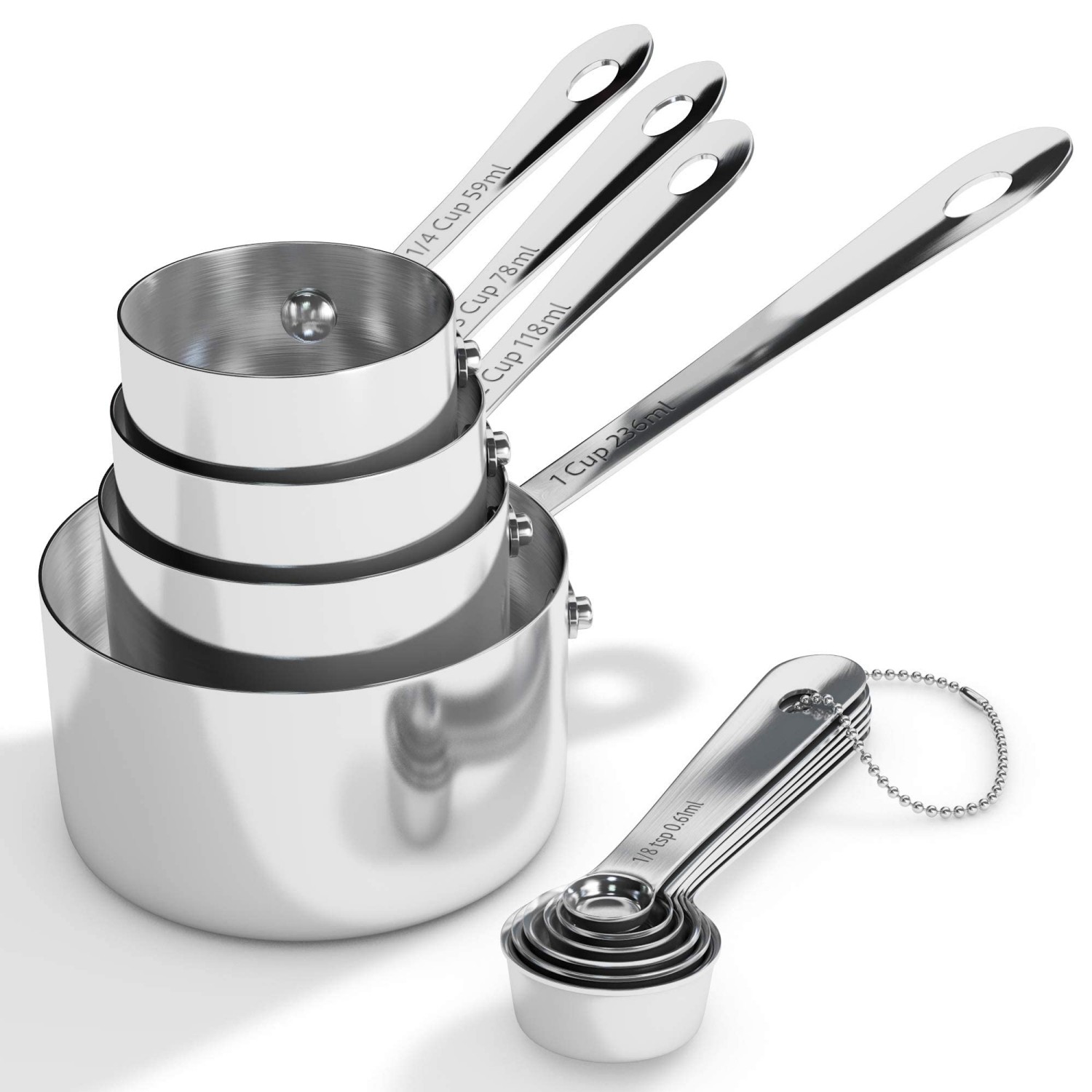 Custom Hot Sell 14 Piece Stainless Steel Measuring Cups and Spoons Set With Handle