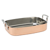 Factory Wholesale Tri-ply Copper Roaster Au & Baking Pans Rectangular Shape Dishwasher Safe Roaster With Side Handle Easy Clean