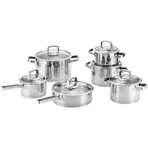 Factory New Arrival Stainless Steel Cookware Set with Handle Cooking Pots Impact Bonded Bottom Cookware Set Saucepan Saute Pan
