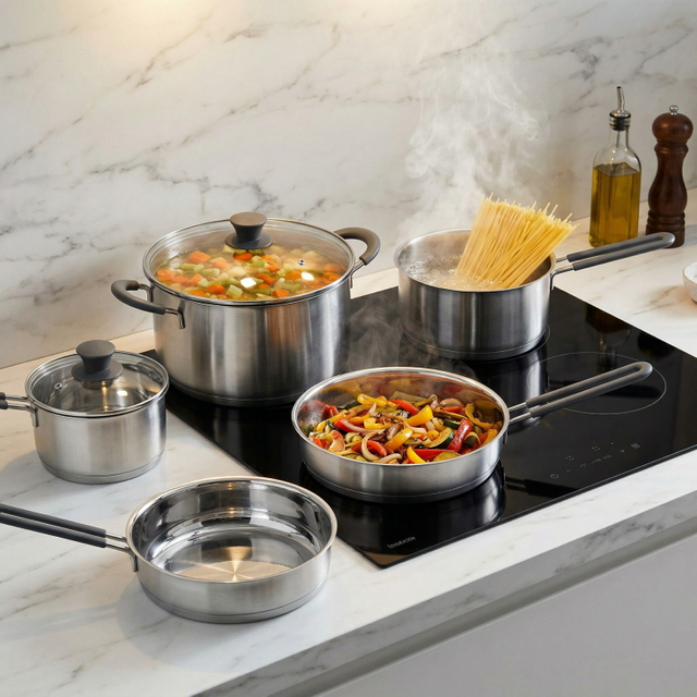 Wholesale Delicate Appearance Multi Function Thickening Base Cookware Stainless Steel Casserole Set Soup & Stock Pots With Lids