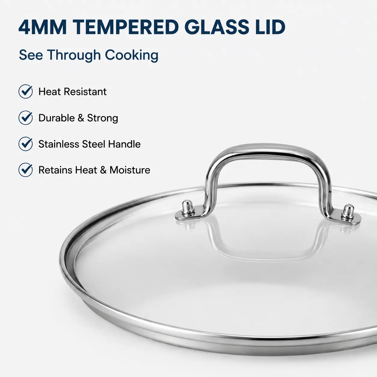Factory Supply Stainless Steel Shallow Pot Set With Stainless Steel Handle & Glass Lid Brazed Bottom Shallow Pot