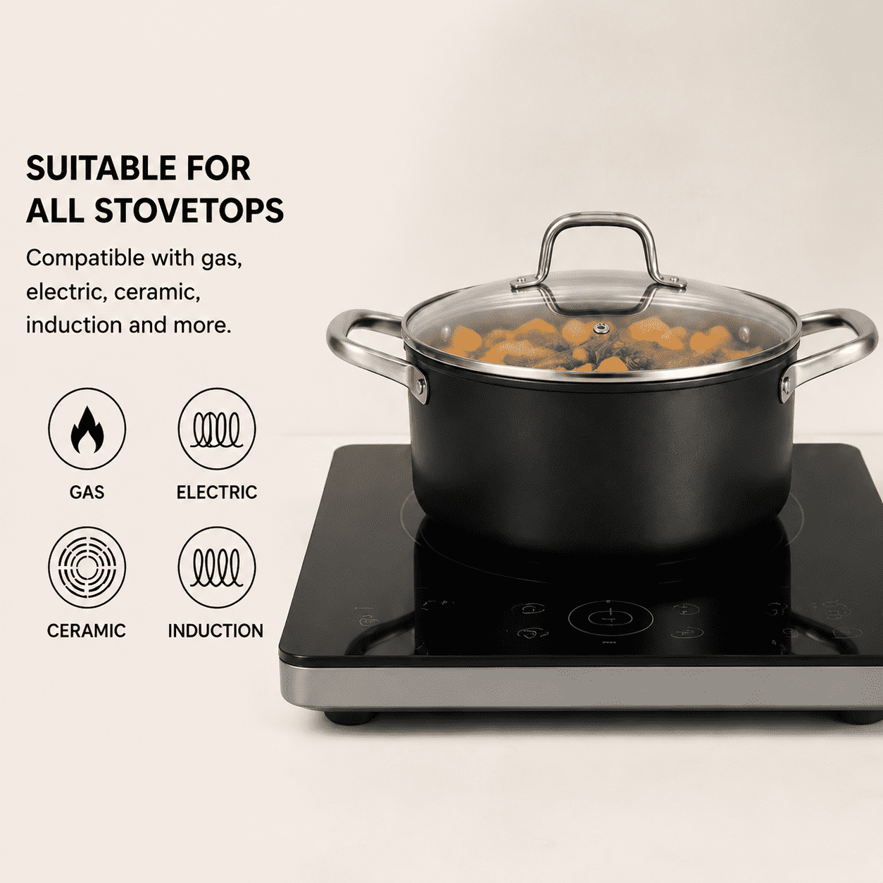 Factory Supply Wholesale Carbon Steel Soup Stock Pot Casserole with Glass Lid Multipurpose Induction Cookware Kitchen Cooking Pot