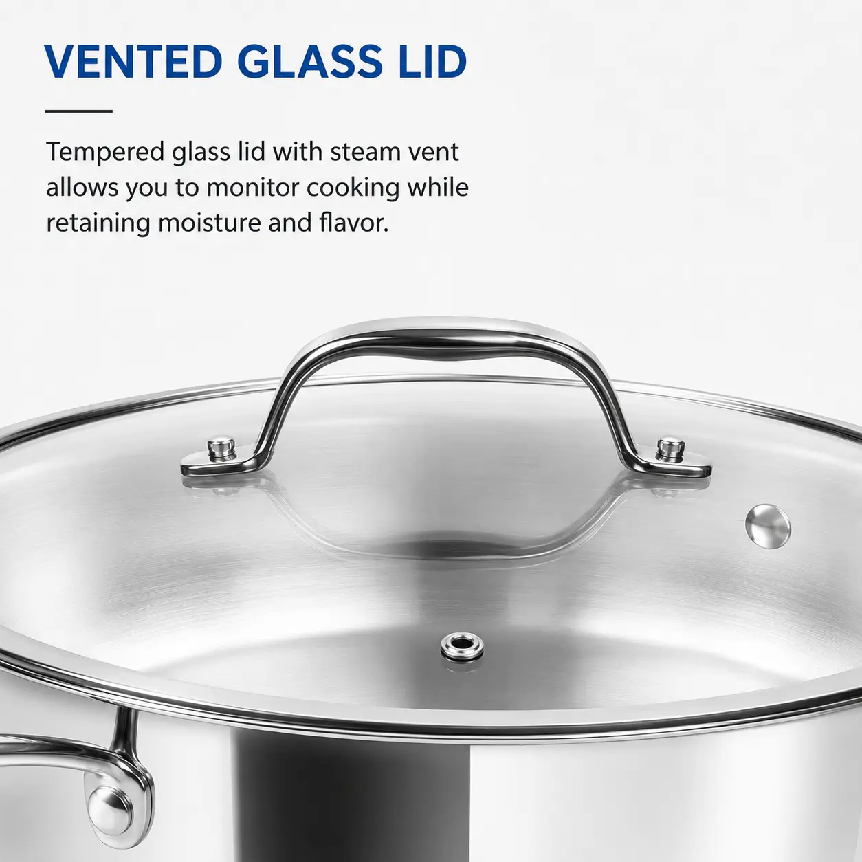 Factory Supply Stainless Steel Shallow Pot With Stainless Steel Handle and Glass Lid Brazed Bottom Pots Shallow Pot All Cooktops