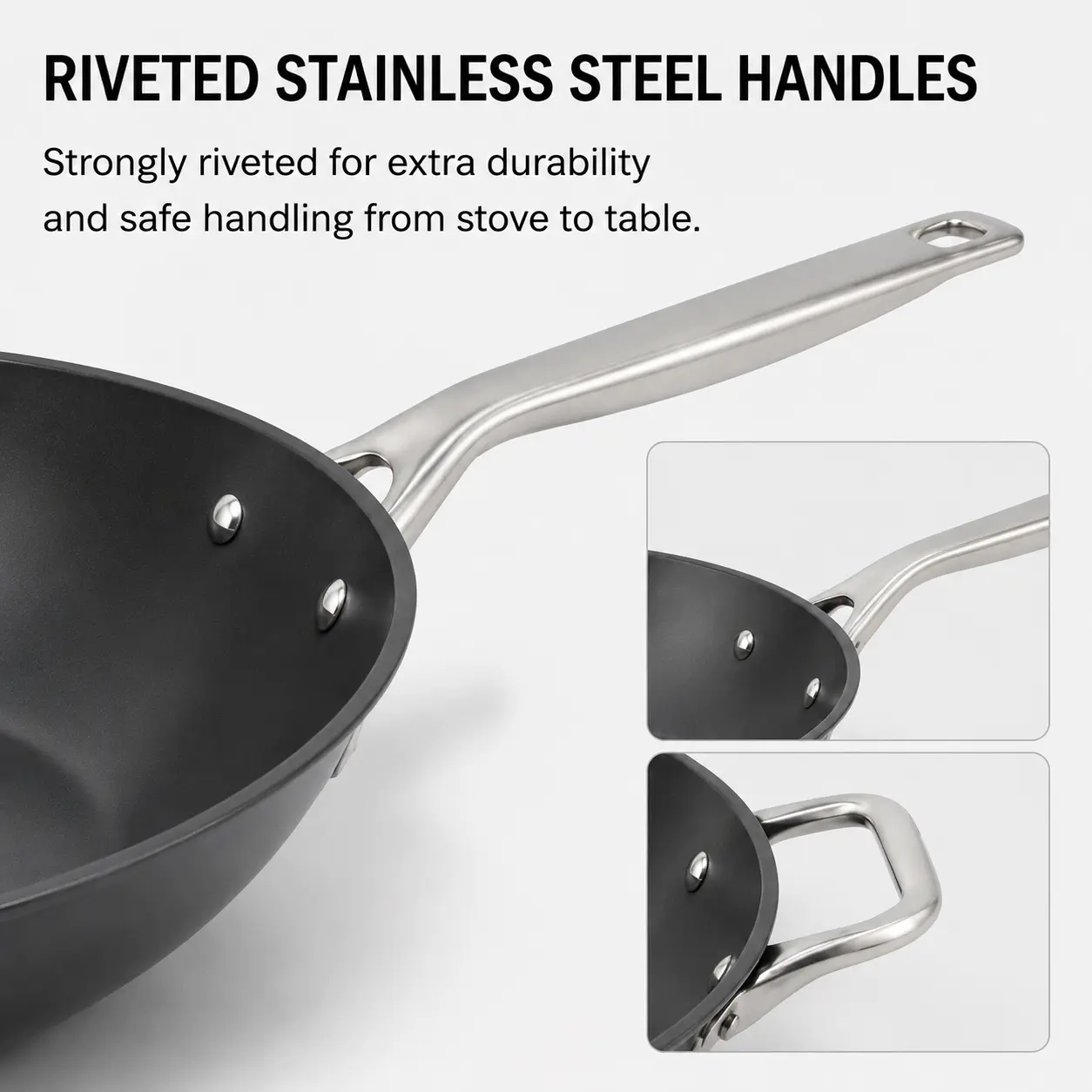 Factory New Arrival Design Seasoned Carbon Steel 30/35 Cm Wok Pan Naturally Non Stick Pans Skillets Induction Compatible