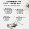 Factory New Arrival Wholesale High Quality 18/10 Triply Stainless Steel 3 Layer Pots And Pans Cookware Set Saucepan Frying Pan