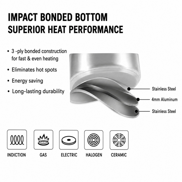 Factory New Arrival Stainless Steel Cookware Sets with Handle Cooking Pots Impact Bonded Bottom Cookware Set Saucepan Casserole