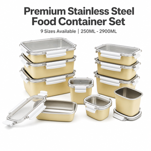 New Design 304 Stainless Steel Fresh-keeping Box Snap-on Refrigerator Storage Box Heating Food Grade Microwave Sealed Box