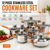 Factory New Arrival Multipurpose Wholesale Custom Kitchen Stainless Steel Cooking Pot Casserole Set Pot 12 Pieces Cookware Sets
