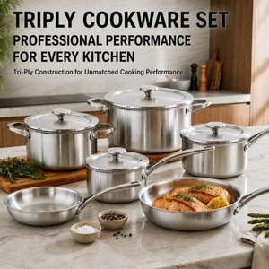 Factory New Arrival 10 Piece High Quality Wholesale 18/10 Triply Stainless Steel Pots and Pans Cookware Set Saucepan Frying Pan