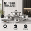 Factory New Arrival 12 PCS Stainless Steel Cookware Set with Handle Brazed Bottom Cookware Set Apple Shape Cookware Casserole