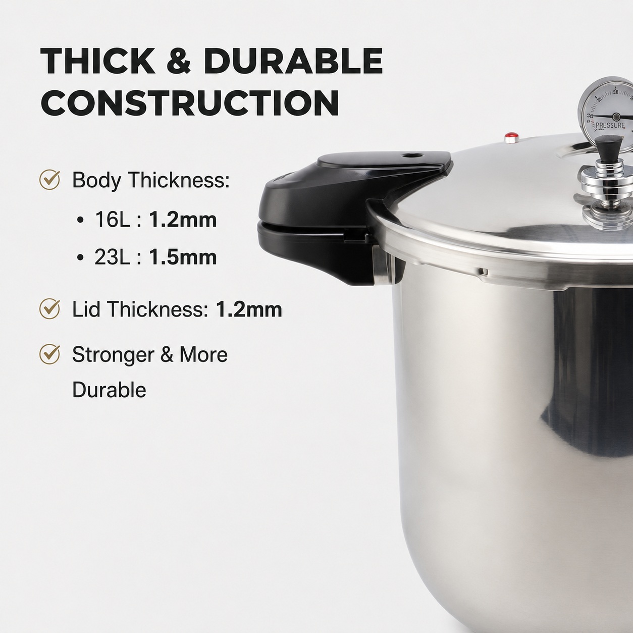 Factory Supply Multi-Functional 16L/23L Stainless Steel Pressure Cooker Stainless Steel Fast Cooking Pressure Cooker 