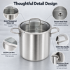 Factory Supply Tri-ply Stainless Steel Tall Stockpot Set With Stainless Steel Handle & Glass Lid Stockpot Suitable All Cooktops