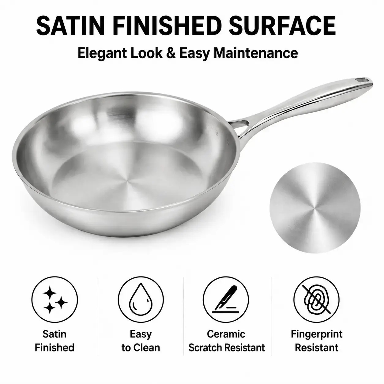 Factory Supply Wholesale Stainless Steel Frying Pan Set Kitchen Cooking Brazed Bottom Frying Pan Set with Stainless Steel Handle