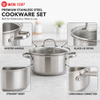 Factory New Arrival 10 Pcs Stainless Steel Cookware Set with Handle Cooking Pots And Pans Brazed Bottom Cookware Set Casserole