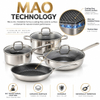 Factory New Arrival 7 Pieces 3-ply Titanium Cookware Sets 3-ply Kitchen Cooking Pot with Handle & Lid with MAO Technology