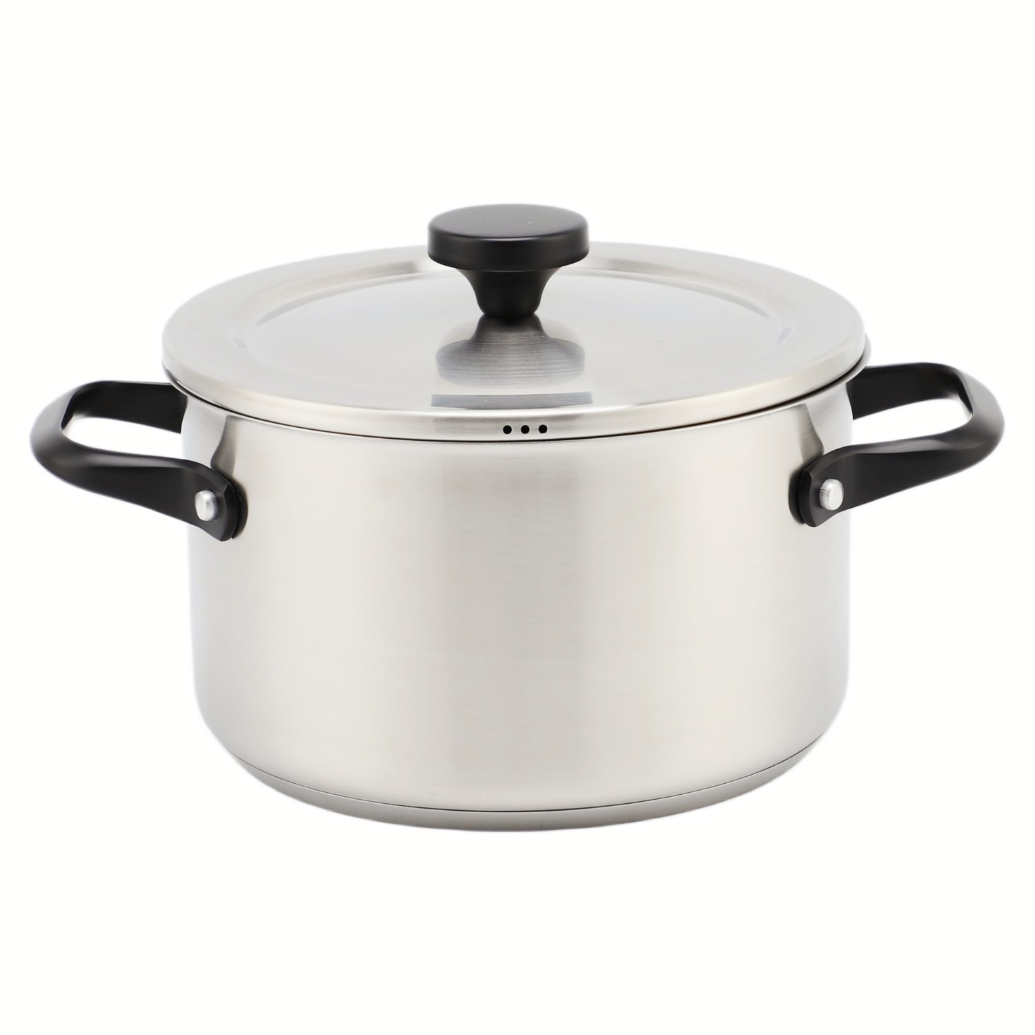 Factory Direct Sales Stainless Steel Kitchenware Black Handle Cookware Set Cooking Pots Impact Bonded Bottom Cookware Set