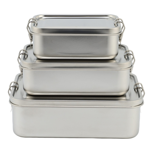 Stainless Steel High Capacity 1-3L Food Container Stainless Steel Lid Lightweight Portable Heatable Lunch Box