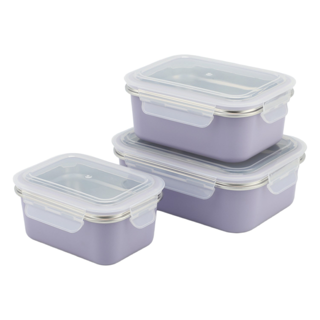 Rectangular Portable Stainless Steel Lunch Box Container with Lid and Cover to Store Food Dishwasher Freezer Safe