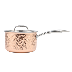 Wholesale Delicate Appearance Multi Function Hammered Tri Ply Copper Cookware Stainless Steel Saucepan Set Soup & Stock Pots With Lids