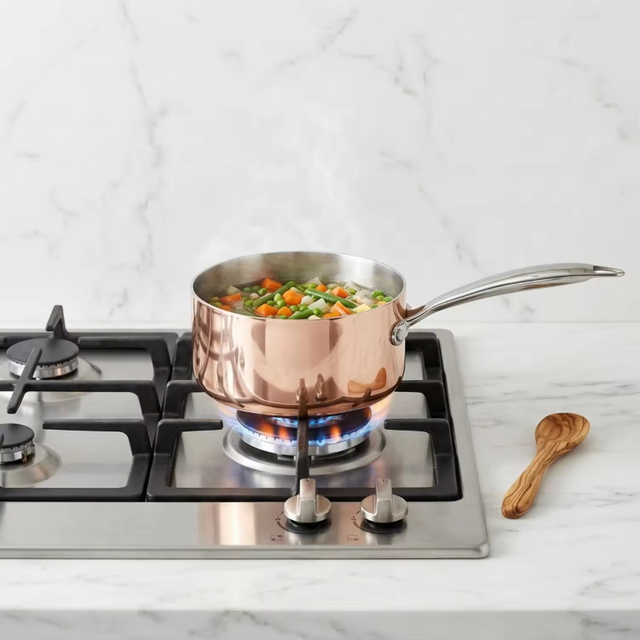 High Quality Wholesale Stainless Steel Pots and Pans Set with Copper Triply Saucepan for Capsule Bottom Milk Pot Cooking Pot Set