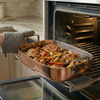 Factory Wholesale Tri-ply Copper Roaster Au & Baking Pans Rectangular Shape Dishwasher Safe Roaster With Side Handle Easy Clean