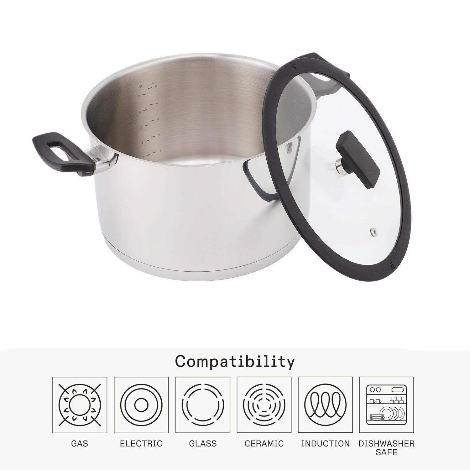 Wholesale Custom 9 Piece Nylon Black Handle Stainless Steel Impact Bonded Bottom Pots And Pans Non-Toxic Kitchen Cookware Set