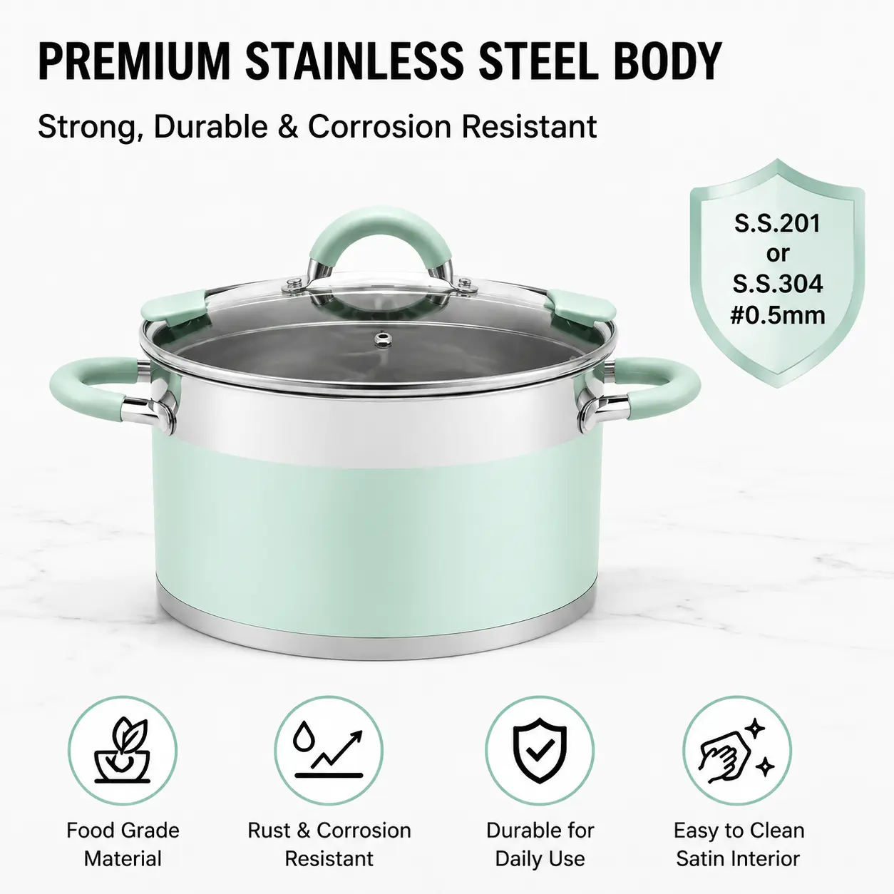 Factory New Arrival Stainless Steel Cookware Set with Stainless Steel + Silicone Handle Cooking Pots and Pans Brazed Bottom Cookware Set Saucepan Casserole