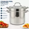 Factory Supply 8 Liter Stainless Steel Pasta Cooking Pot Set With 24cm Strainer for Pasta Steamer With Glass Lid Multi-Pot