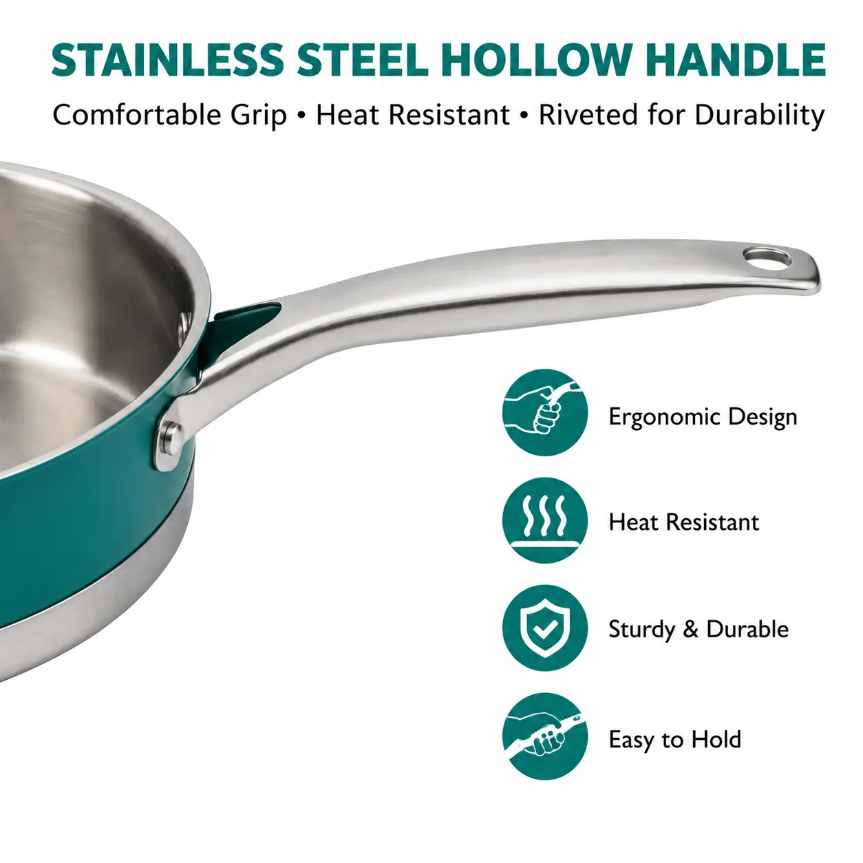 Factory New Arrival Stainless Steel Cookware Set with Handle Cooking Pots and Pans Brazed Bottom Cookware Set Saucepan Casserole
