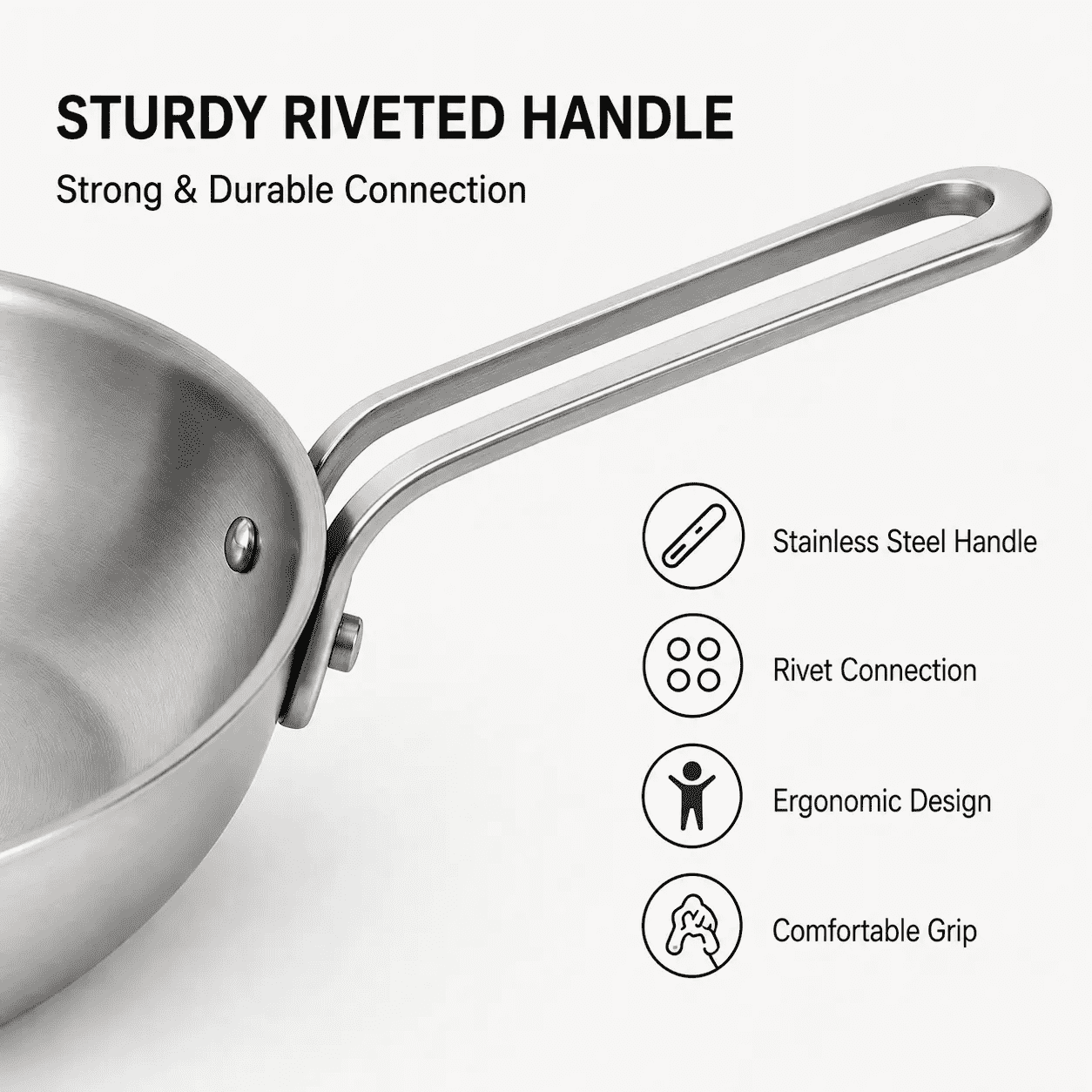 Factory Supply Wholesale Stainless Steel Frypan Sets Kitchen Cooking Brazed Bottom Frying Pan Set with Stainless Steel Handle