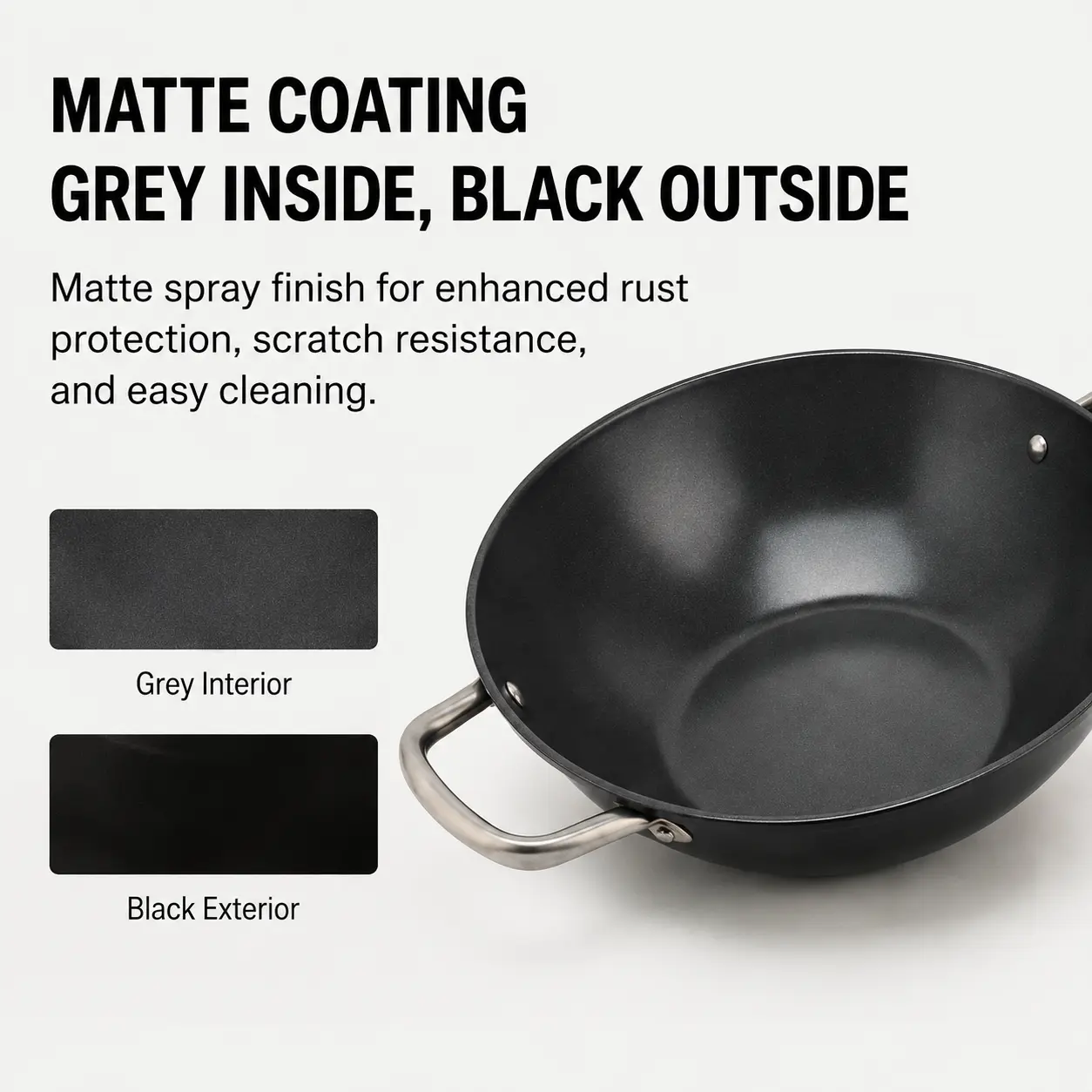 Factory New Arrival Design Seasoned Carbon Steel 30/35 Cm Wok Pan Naturally Non Stick Pans Skillets Induction Compatible