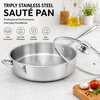 Factory New Arrival Multipurpose Tri-Ply Stainless Steel Saute Pan with Cover and Helper Handle Stainless Steel Deep Saute Pan