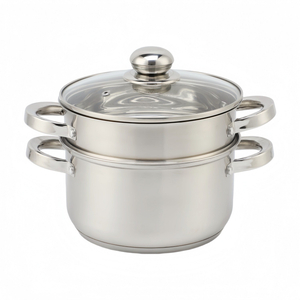 New Factory Custom Kitchen Stainless Steel Soup Steamer Pot Set With Glass Lid Stainless Steel Cooking Pot Set Cookware Sets