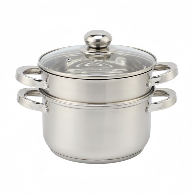 New Factory Custom Kitchen Stainless Steel Soup Steamer Pot Set With Glass Lid Stainless Steel Cooking Pot Set Cookware Sets