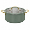 Factory Supply Wholesale 11 Pieces 2-ply Stainless Steel Cookware Sets 2-ply Kitchen Cooking Casserole Set with Golden Handle