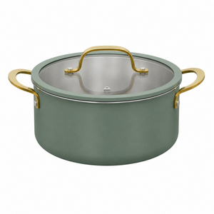 Factory Supply Wholesale 11 Pieces 2-ply Stainless Steel Cookware Sets 2-ply Kitchen Cooking Casserole Set with Golden Handle