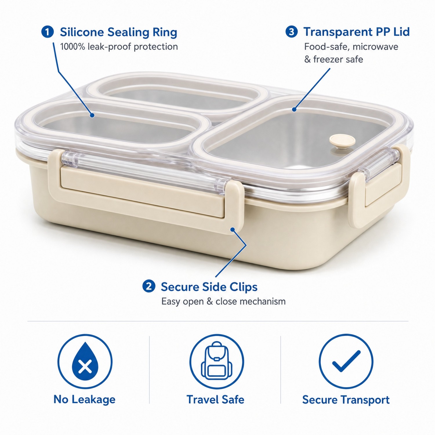 2026 New Design 304/316 Stainless Steel Fresh-keeping Box Student Bento Box Lunch Box Heating Food Grade Microwave Sealed Box 