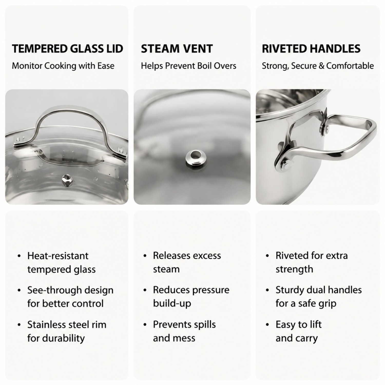 Factory Supply Stainless Steel Pots And Pans Cookware Set With Handle And Glass Cover Brazed Bottom Cookware Set Casserole