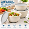 3-Piece Eco-Friendly Plastic Kitchen Mixing Bowl Set with PE Lid Versatile Salad Bowl Non Slip Nesting for Salad Cooking Baking 