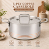 Factory Supply 5-ply Copper Pots 10 PCS Cookware Set With Stainless Steel Lid 5-ply Copper Pots Casserole Fine-line Design