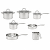 Factory New Arrival 11 Pcs Stainless Steel Cooking Pots and Pans with Handle Cookware Set Brazed Bottom Cookware Set Casserole