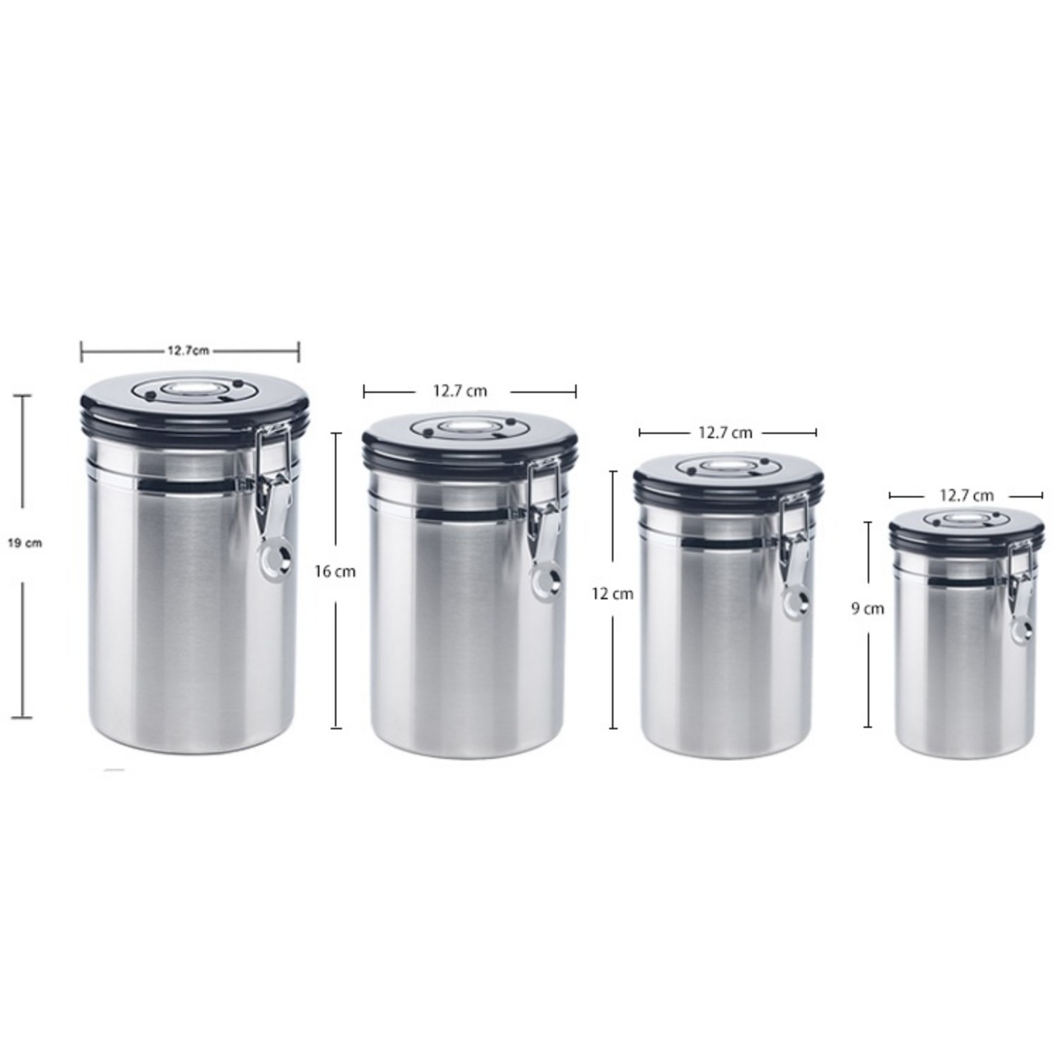 Airtight Stainless Steel Coffee Canister with Co 2 Valve Food Storage with Stainless Steel Scoop